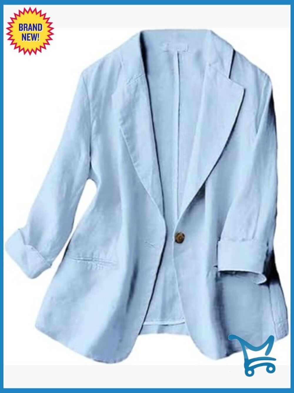 Casual Button Front Linen Blazer 3/4 Sleeve Notch Collar Lightweight Suit